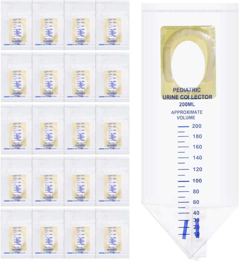 Sosation 20 Pcs Pediatric Urine Bag Collectors Clear Urine Catcher Pouch Individual Pee Bags Disposable Pediatric Collectors Adhesive Surface Spill Proof Baby Pee Bag for Kids Collection - Image 1